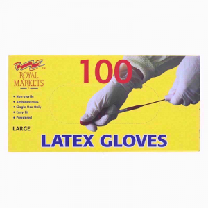 yellow coloured box containing 100 gloves